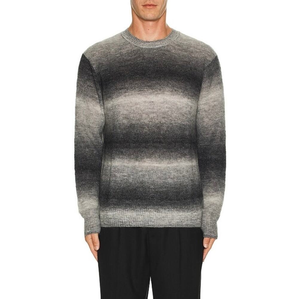 PAIGE Lozano Crew Neck Sweater Mens Large Gray Ombre Spacedye Mohair Merino